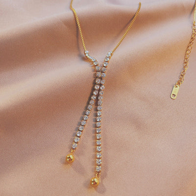 Wabi Sabi Full Rhinestone Tassel Necklace
