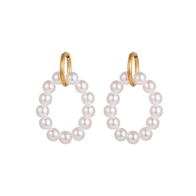 Meraki Pearl Double Ring Earrings