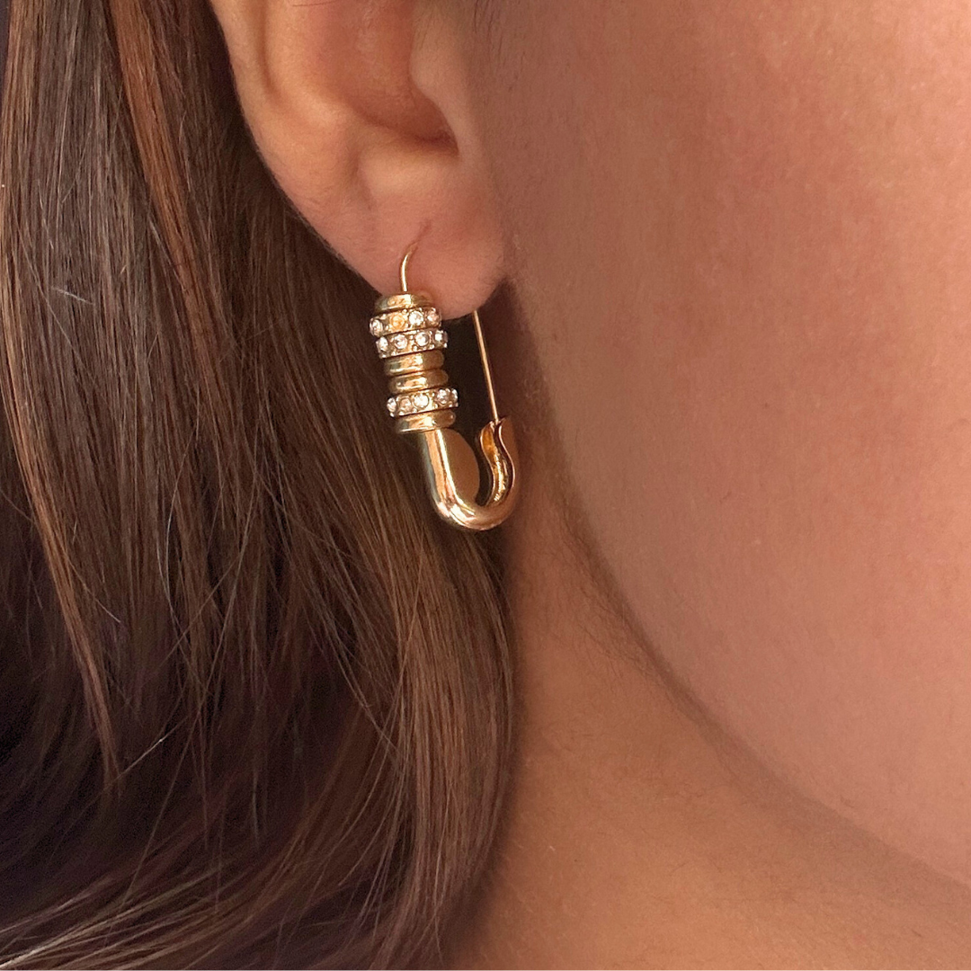 Blingy 18k Gold Plated Safety Pin Earrings