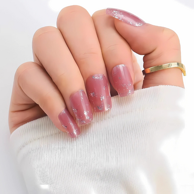 Glittery Nude Press-On Nails