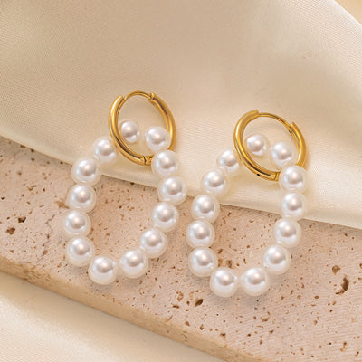 Meraki Pearl Double Ring Earrings