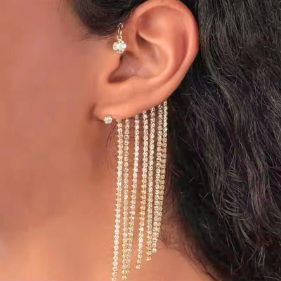 Dangling Rhinestone Ear Cuffs