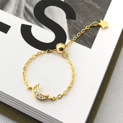 Luna 18K Gold Plated Chain Ring