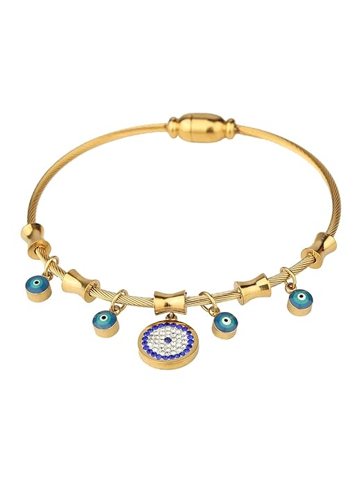 Evil eye 18k gold plated charm bracelet