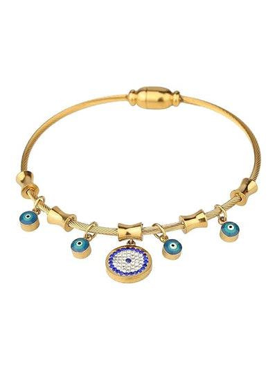 Evil eye 18k gold plated charm bracelet