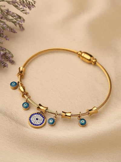 Evil eye 18k gold plated charm bracelet