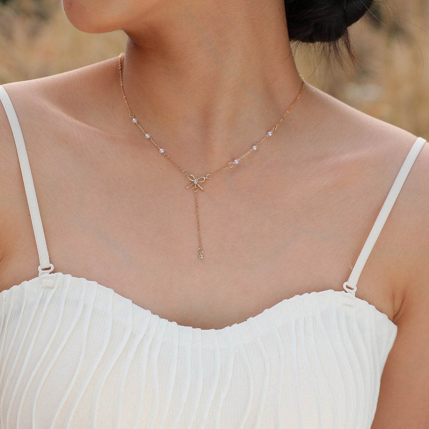 Athenia Bow Knot Pearl Necklace