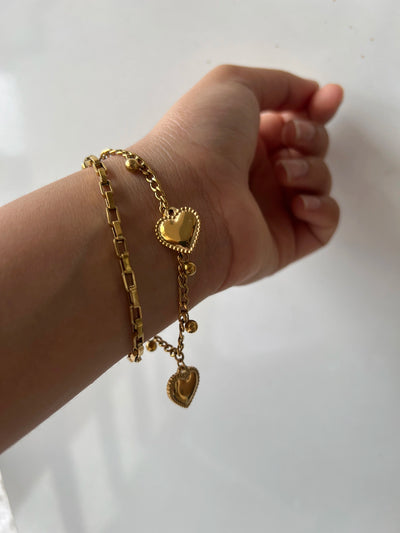 Heartstrings 18k gold plated stacked bracelet