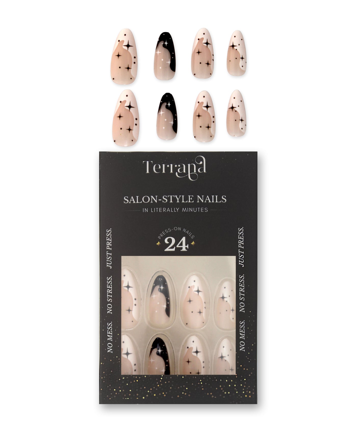 Abstract Black and White Press On Nail Design