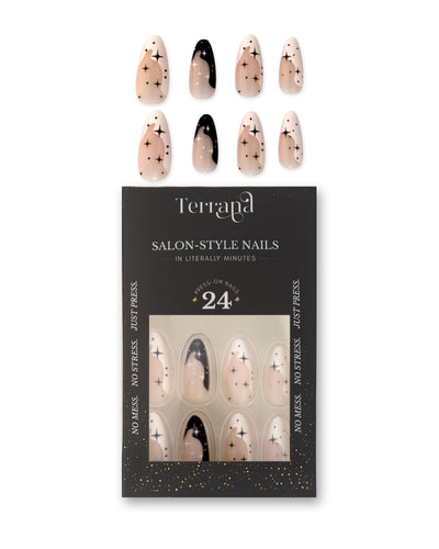 Abstract Black and White Press On Nail Design
