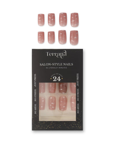 Glittery Nude Press-On Nails