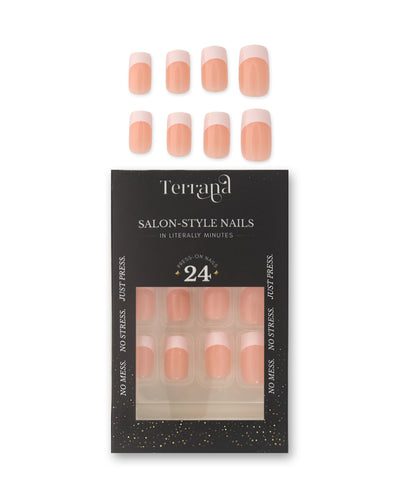 French Tips Short Press On Nails