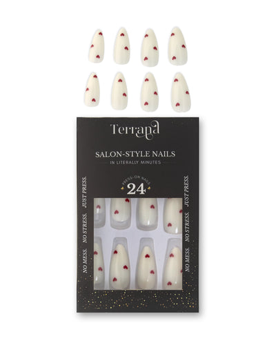 Red Heart Accent Press On Nails