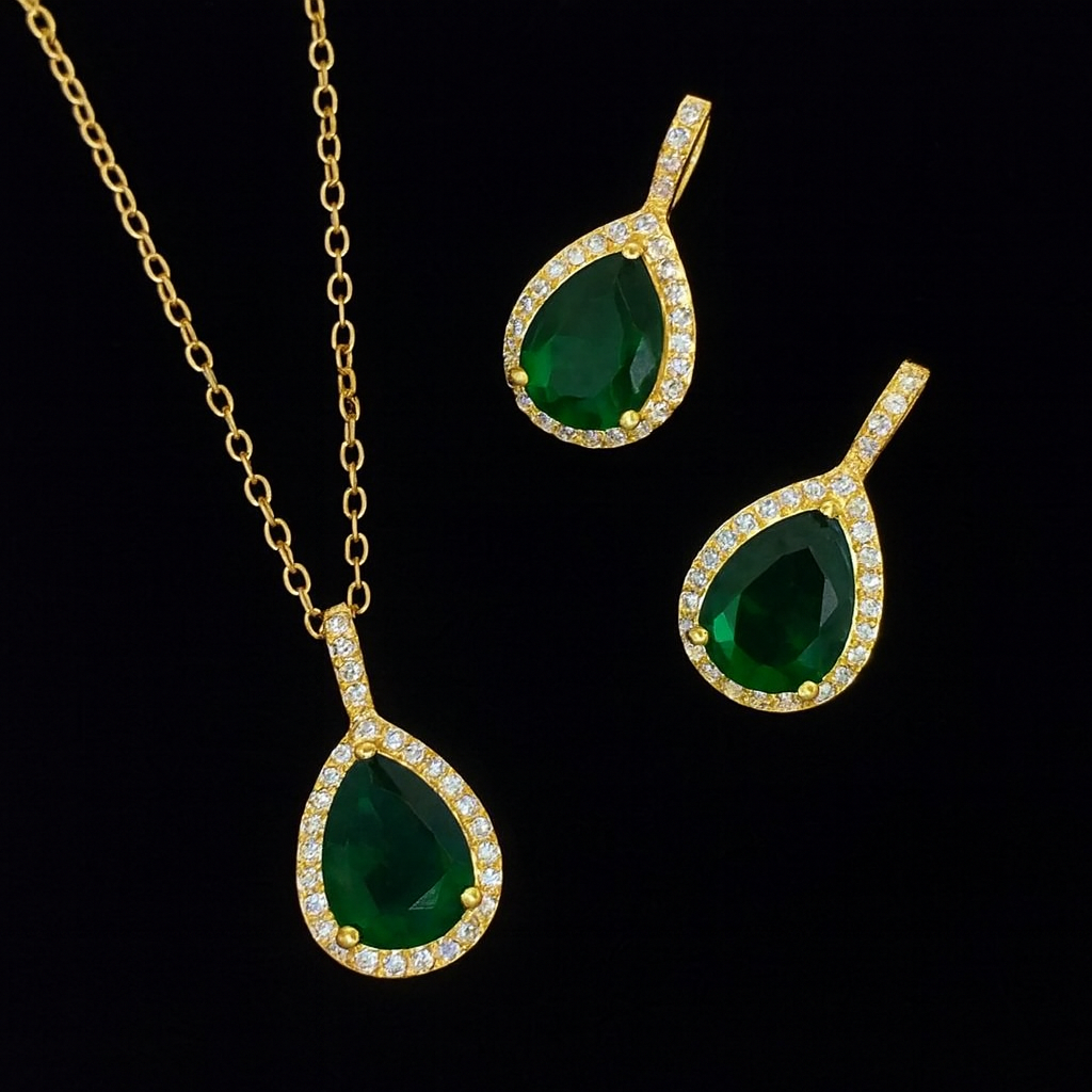 Ayana 18k Gold Plated Emerald jewellery set