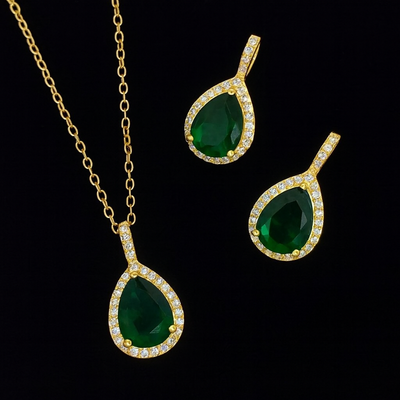 Ayana 18k Gold Plated Emerald jewellery set