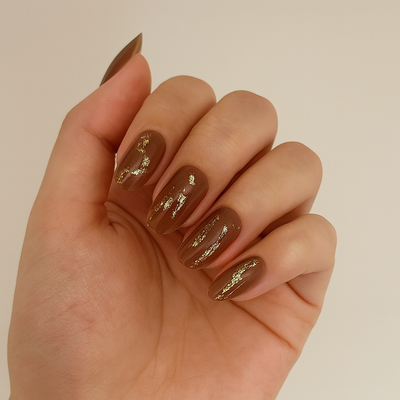 Brown Glitter Press On Nails