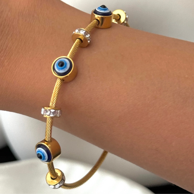 Angelic Evil Eye 18k Gold Plated Bracelet
