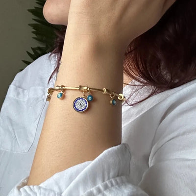 Evil eye 18k gold plated charm bracelet