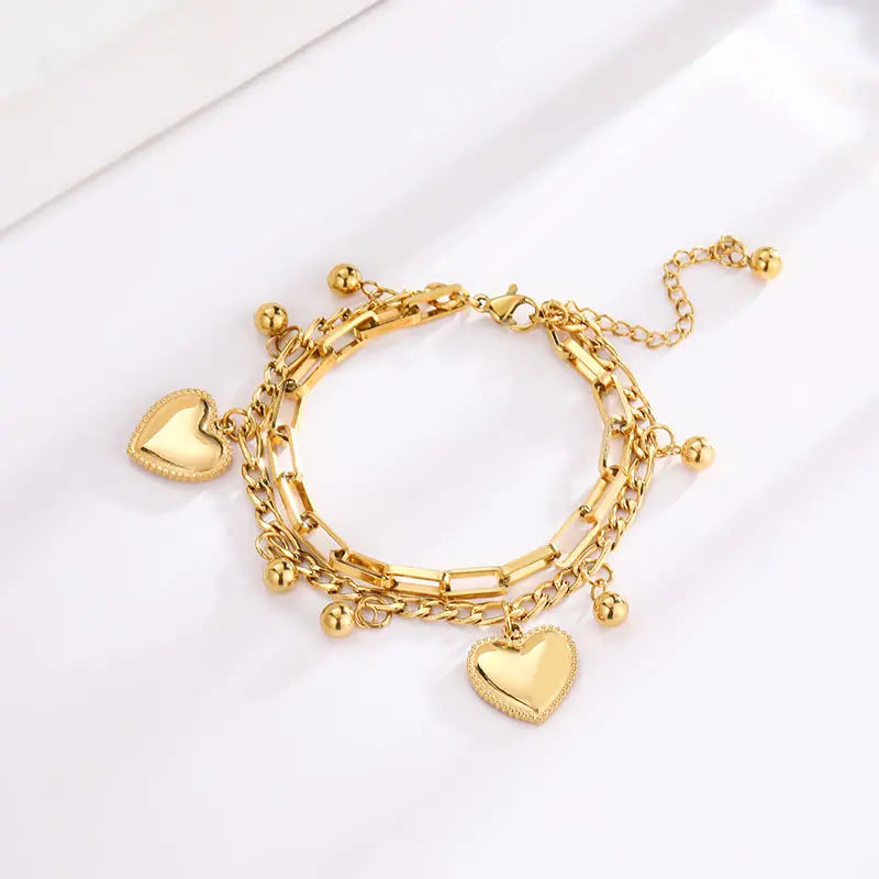 Heartstrings 18k gold plated stacked bracelet