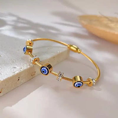 Angelic Evil Eye 18k Gold Plated Bracelet