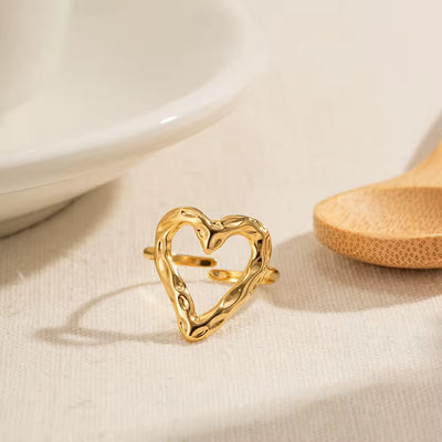 Honey Heart 18k Gold Plated Adjustable Ring