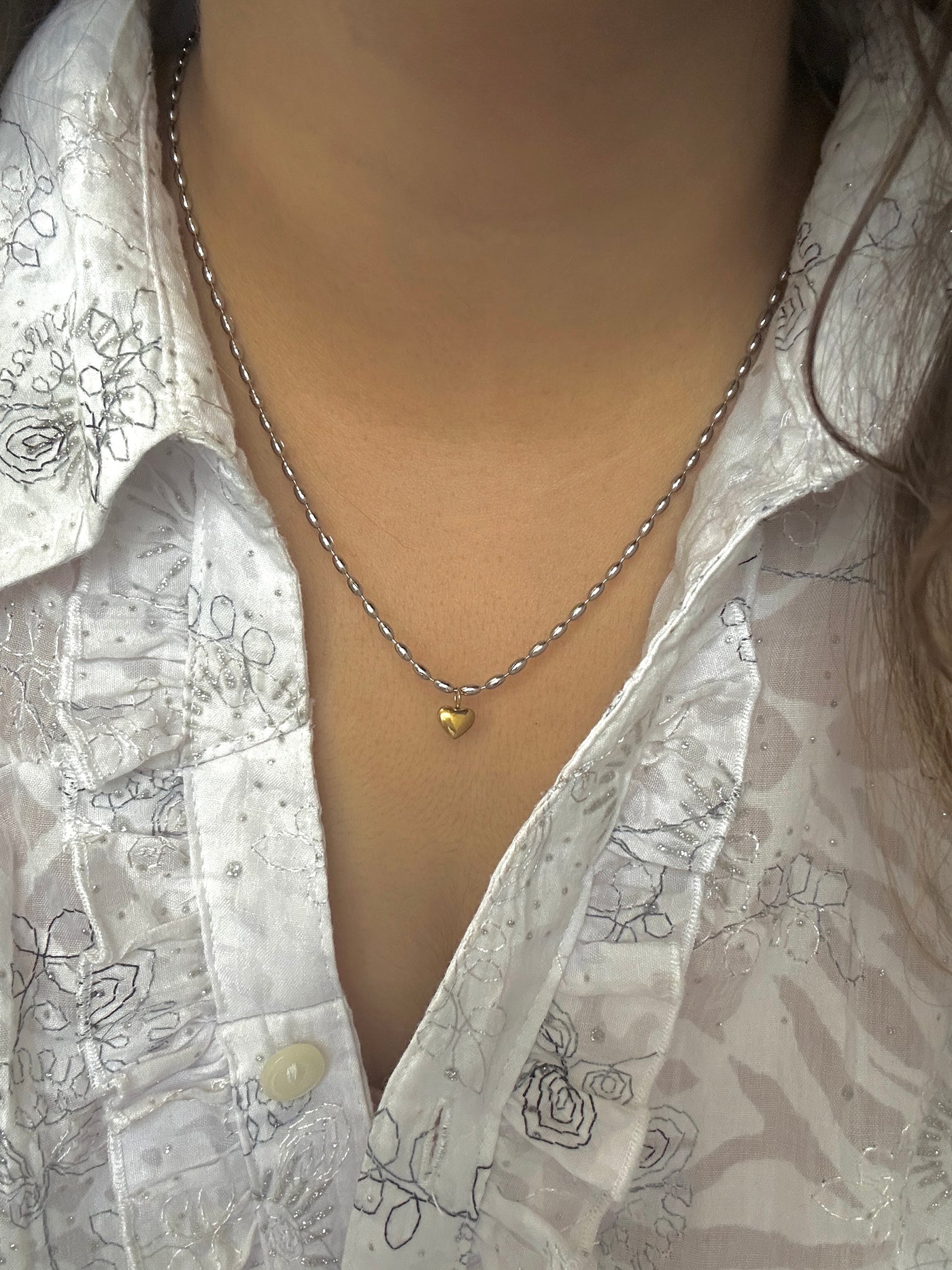 Belly Silver & Gold Heart Necklace