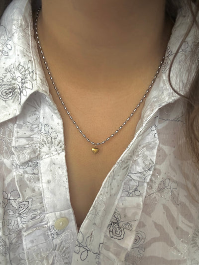 Belly Silver & Gold Heart Necklace