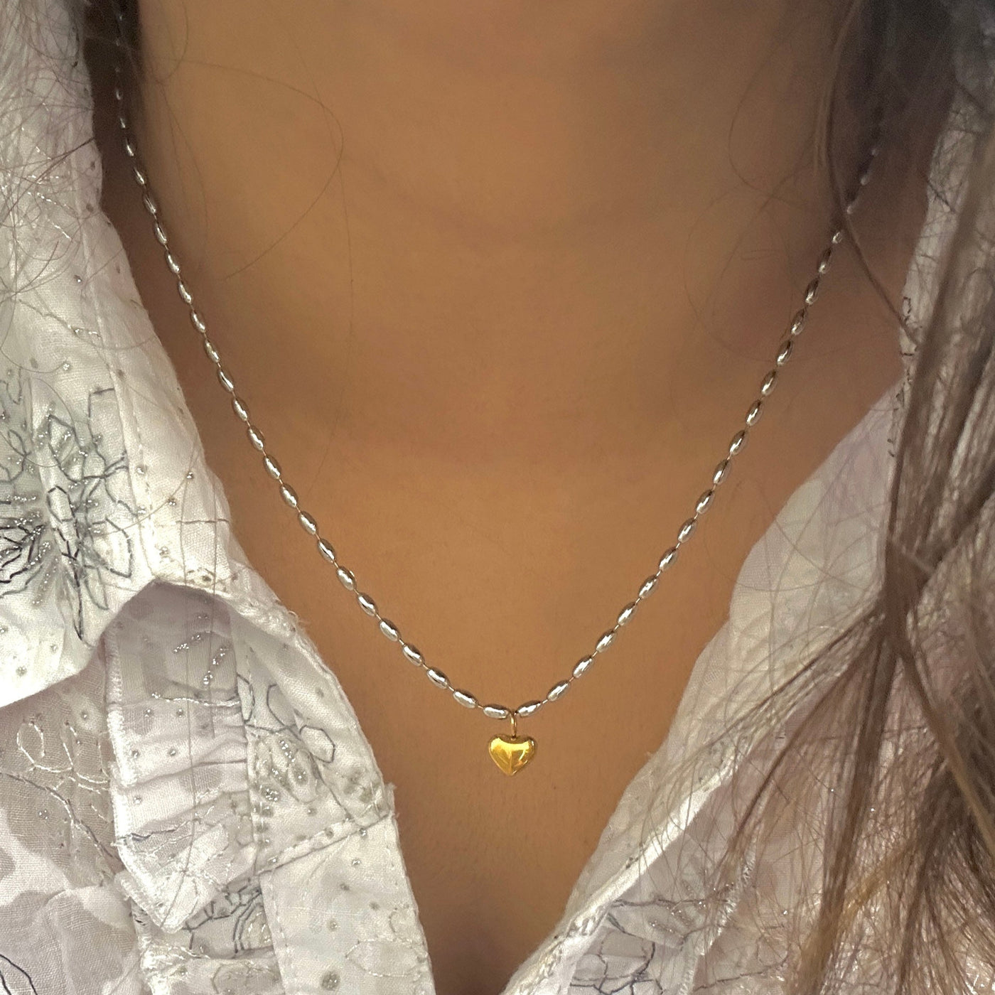 Belly Silver & Gold Heart Necklace
