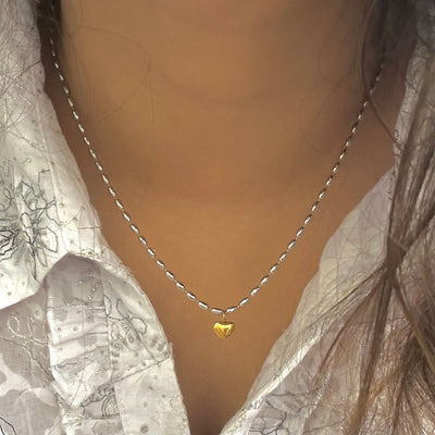 Belly Silver & Gold Heart Necklace