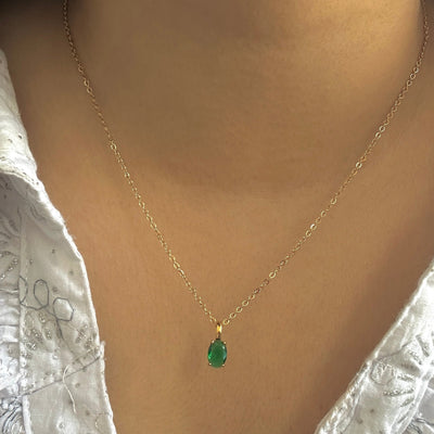 Cecilia 18k Gold Plated Emerald Green Necklace