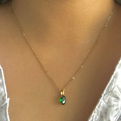 Cecilia 18k Gold Plated Emerald Green Necklace