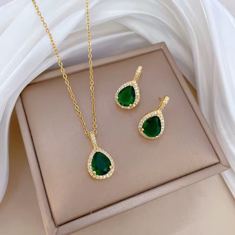 Ayana 18k Gold Plated Emerald jewellery set