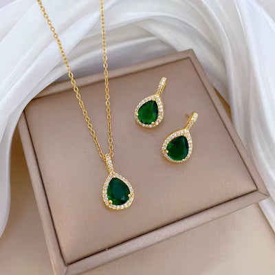 Ayana 18k Gold Plated Emerald jewellery set