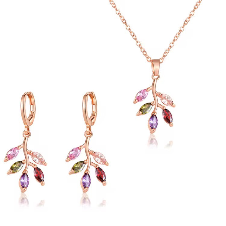 Dahlia Anti-Tarnish Jewellery Set (Rose Gold Base)