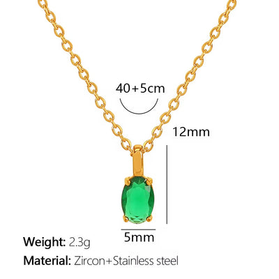 Cecilia 18k Gold Plated Emerald Green Necklace