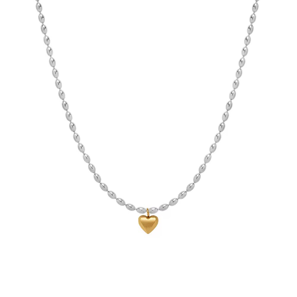 Belly Silver & Gold Heart Necklace