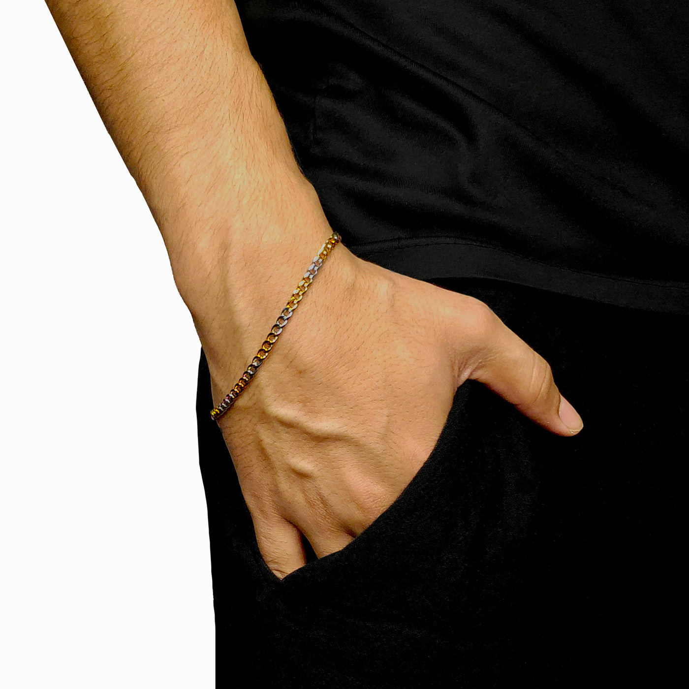 Forge Dual Tone Cubic Chain Bracelet
