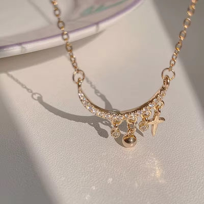 Moonlit 18k Gold Plated Charms Pendant Necklace