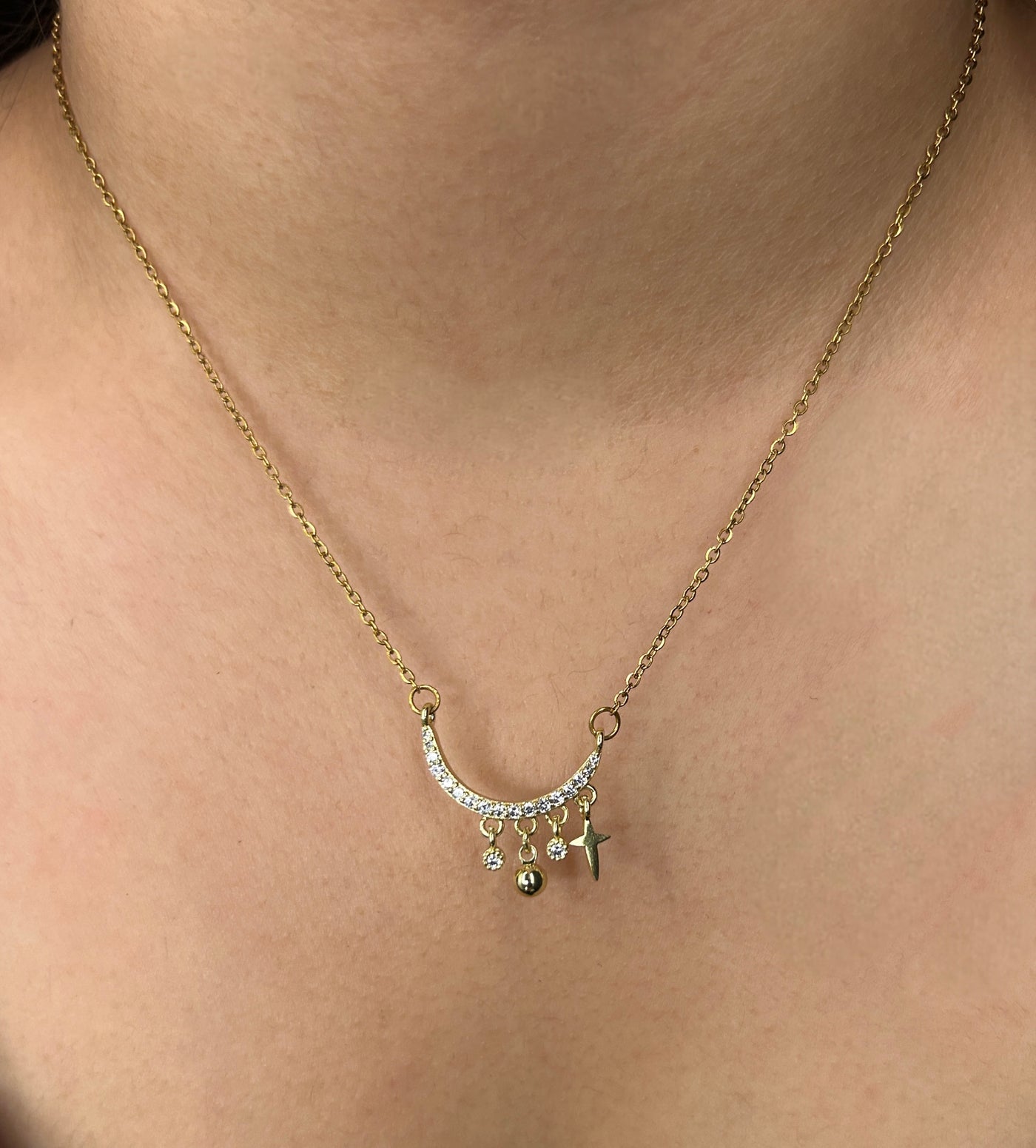 Moonlit 18k Gold Plated Charms Pendant Necklace