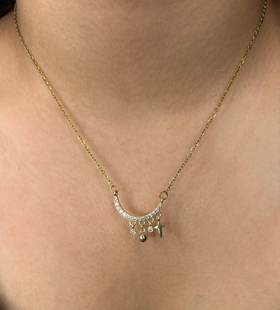 Moonlit 18k Gold Plated Charms Pendant Necklace