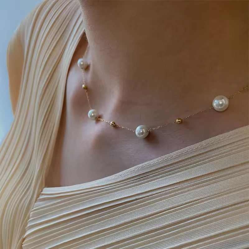 Pretty in Pearls 18k Gold Plated String Necklace