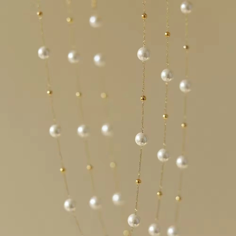 Pretty in Pearls 18k Gold Plated String Necklace