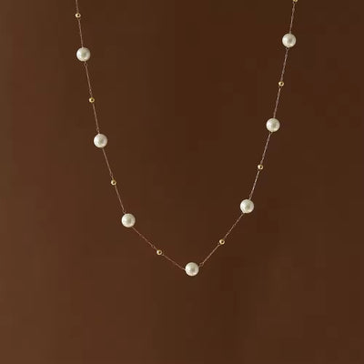 Pretty in Pearls 18k Gold Plated String Necklace