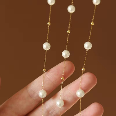 Pretty in Pearls 18k Gold Plated String Necklace