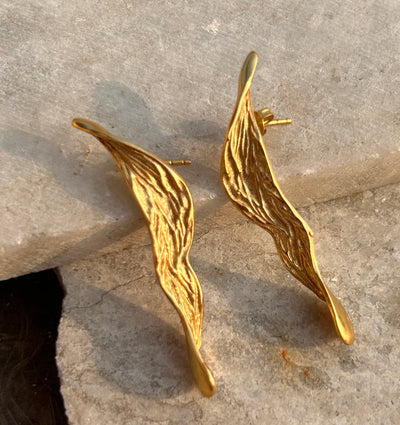 Autumn Leaf Handcrafted Brass Earrings