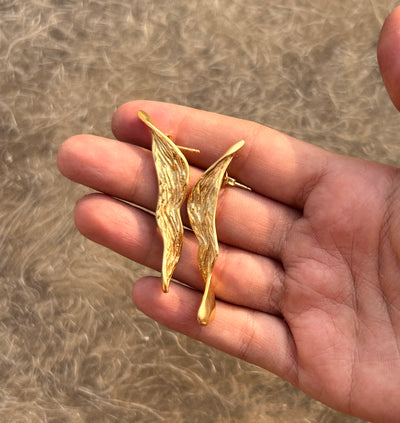 Autumn Leaf Handcrafted Brass Earrings
