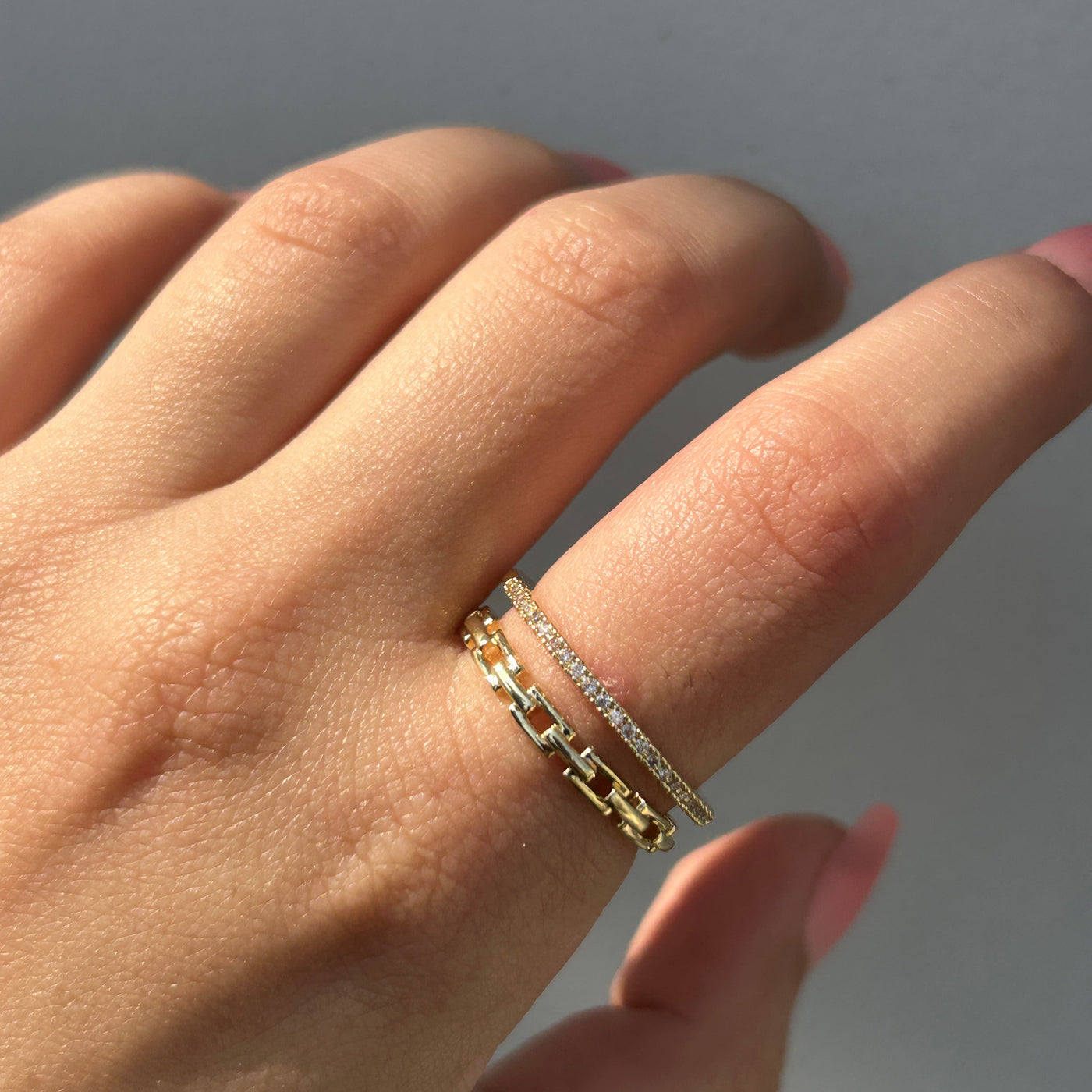 Liya 18k gold plated adjustable pre-stacked ring