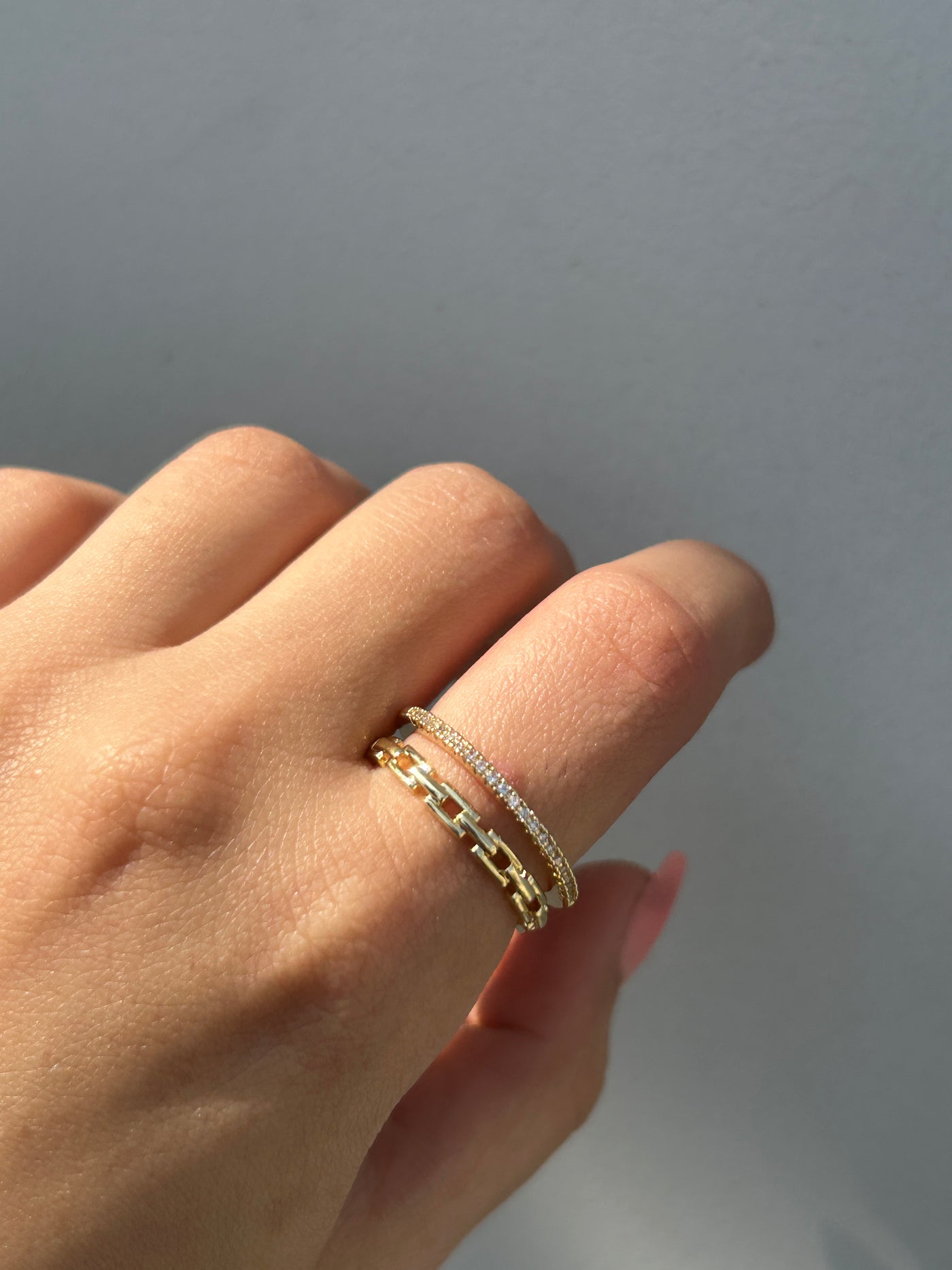 Liya 18k gold plated adjustable pre-stacked ring