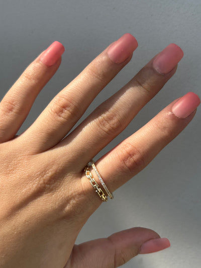 Liya 18k gold plated adjustable pre-stacked ring