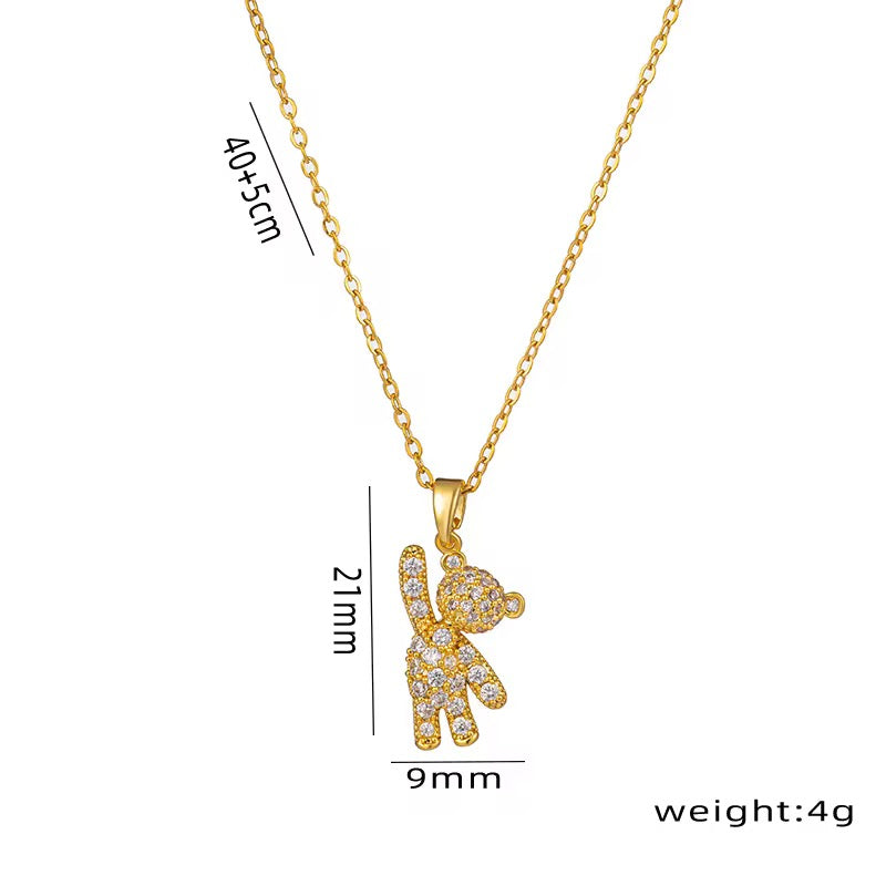 Hanging Bear 18K Gold Plated Necklace
